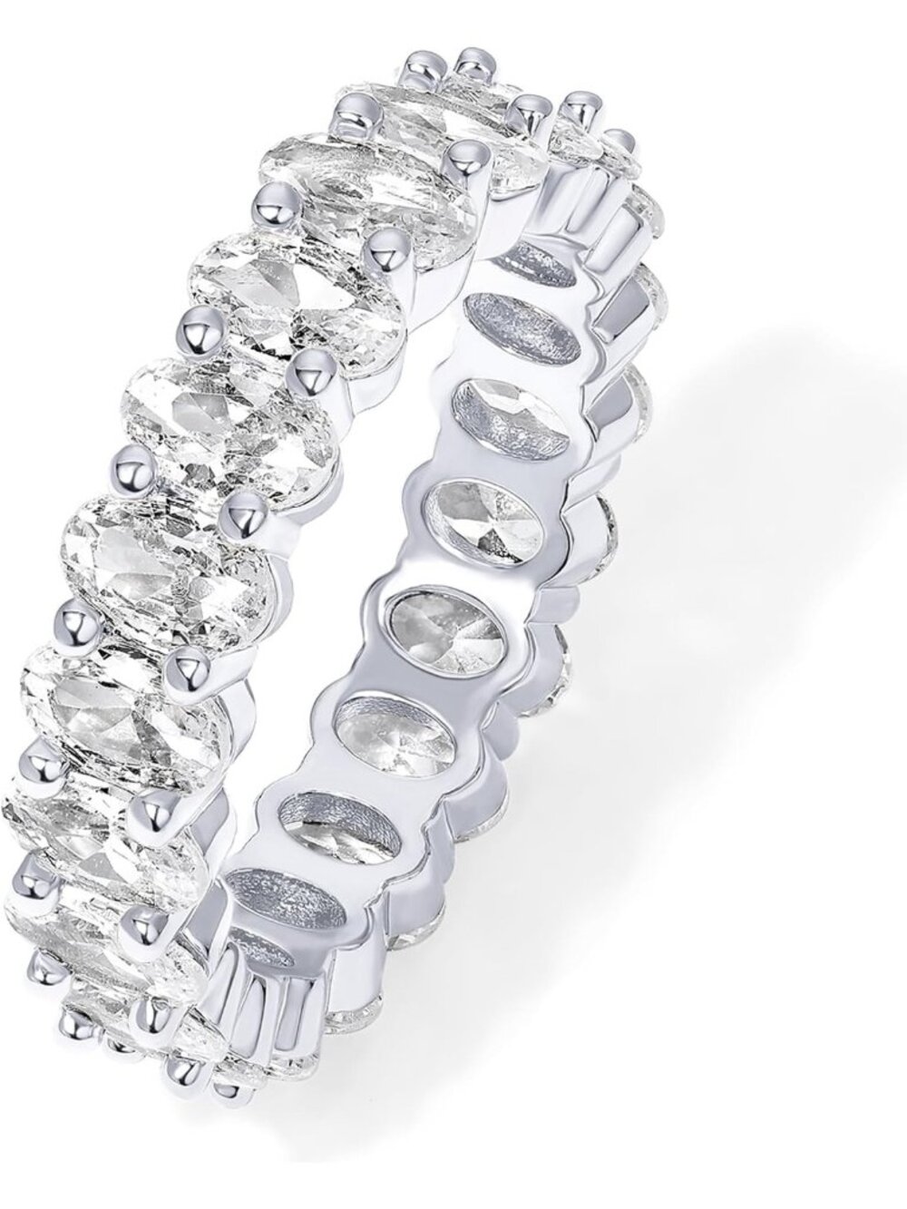 14K Gold Plated Eternity Ring for Women - Sparkling CZ Wedding Band, Statement